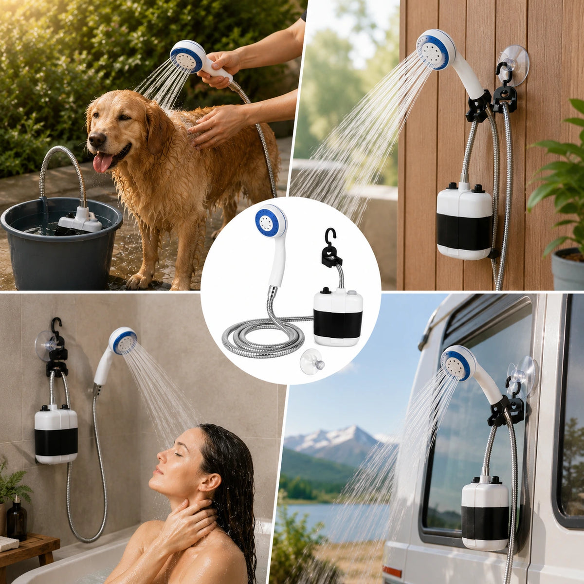 Ducha Portátil Recargable — Dúchate donde quieras, incluso cuando no hay agua