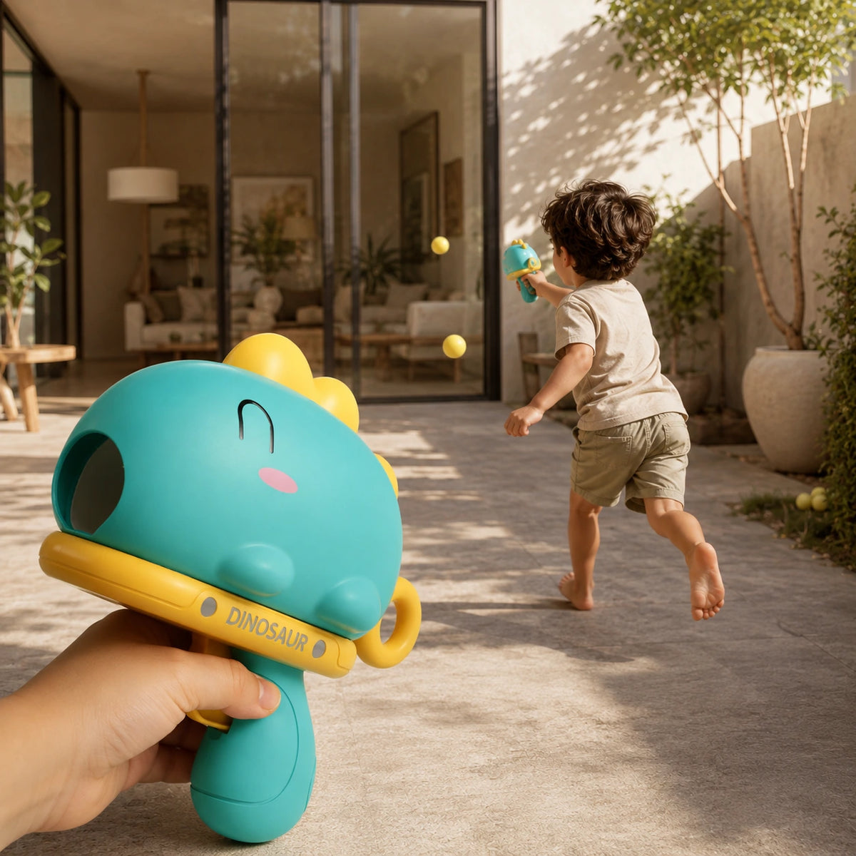 Pistola Dino Pelotas Pegajosas — Los Hace Moverse de Verdad
